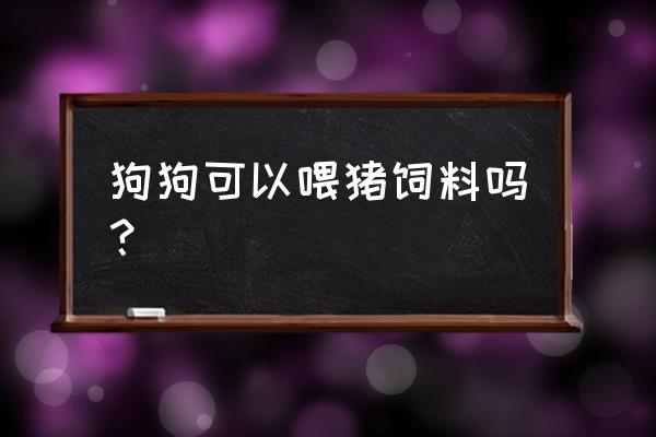 成年德牧能吃猪饲料吗 狗狗可以喂猪饲料吗？