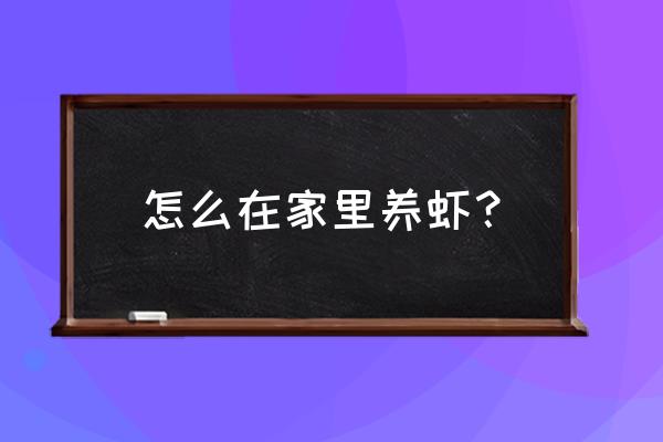 虾在家怎么养 怎么在家里养虾？