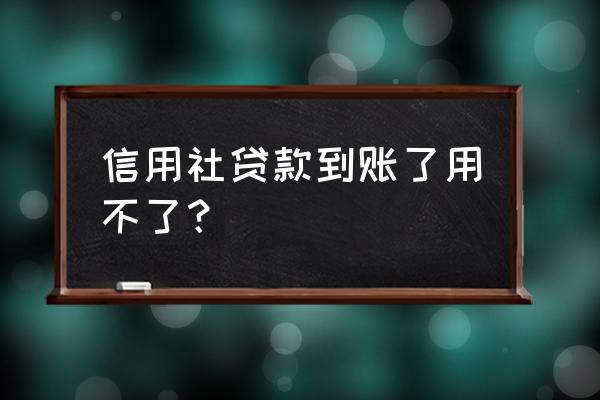 抵押贷款到账后能立即使用吗 信用社贷款到账了用不了？