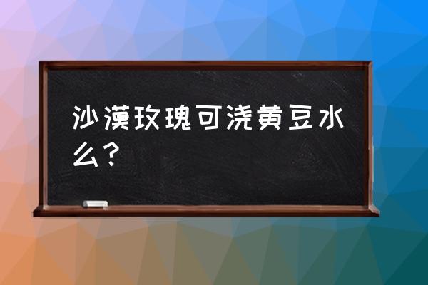 黄豆水能浇沙漠玫瑰吗 沙漠玫瑰可浇黄豆水么？