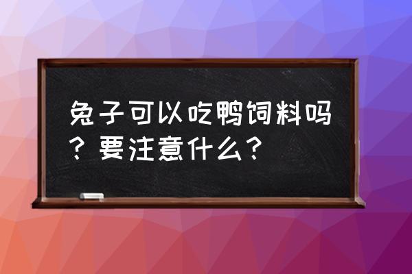 兔子能喂鸭饲料吗 兔子可以吃鸭饲料吗？要注意什么？