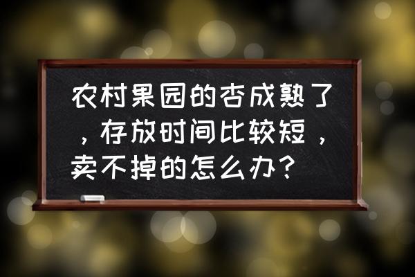 杏树裂果的原因及防治方法 农村果园的杏成熟了，存放时间比较短，卖不掉的怎么办？