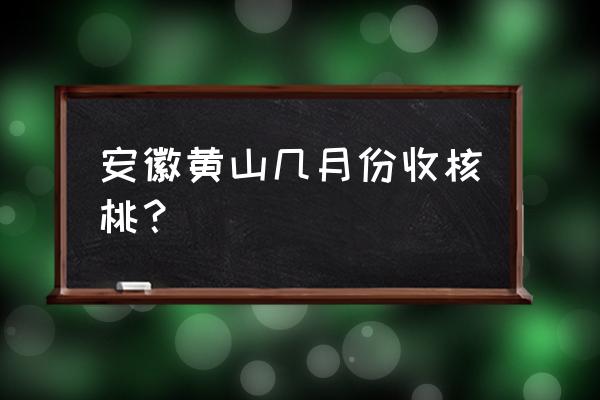 黄山贡菊几月种植 安徽黄山几月份收核桃？