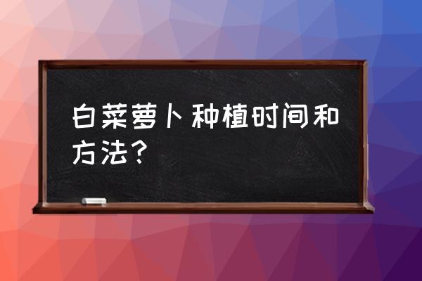 种白萝卜的正确方法 白菜萝卜种植时间和方法？