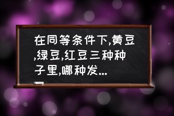 什么种子一个星期发芽 在同等条件下,黄豆,绿豆,红豆三种种子里,哪种发芽最快,哪种最迟?为什么？