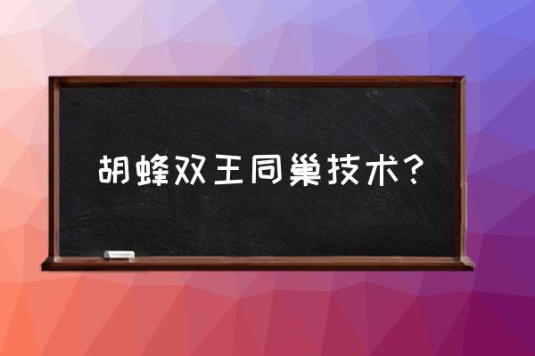 胡蜂养殖的最好办法 胡蜂双王同巢技术？