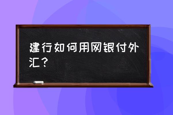 建行app人民币怎么换成外币 建行如何用网银付外汇？