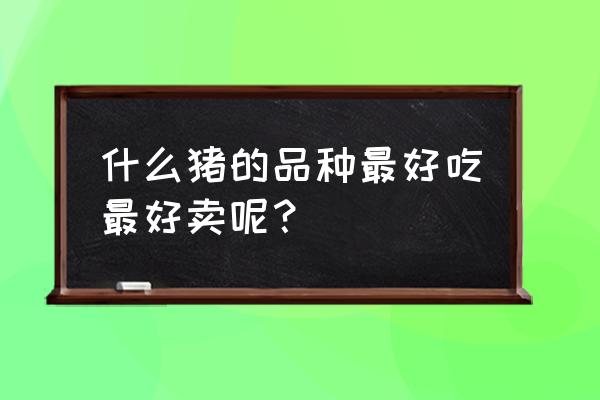 哪个品种的猪最好 什么猪的品种最好吃最好卖呢？