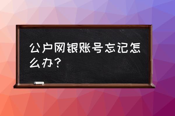 如何查询我的个人网银账号 公户网银账号忘记怎么办？