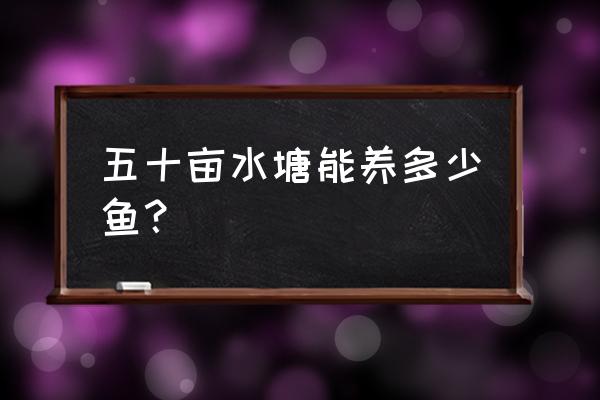 一亩鱼塘养4000草鱼 五十亩水塘能养多少鱼？