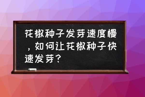 用花盆种花椒的做法 花椒种子发芽速度慢，如何让花椒种子快速发芽？