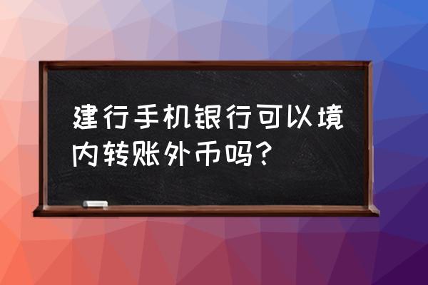 怎么在工商银行办理外汇转账 建行手机银行可以境内转账外币吗？