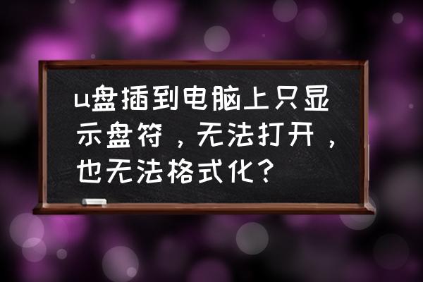 硬盘可以看到盘符但不能打开 u盘插到电脑上只显示盘符，无法打开，也无法格式化？