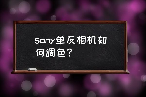 相机调色的用法步骤 sony单反相机如何调色？