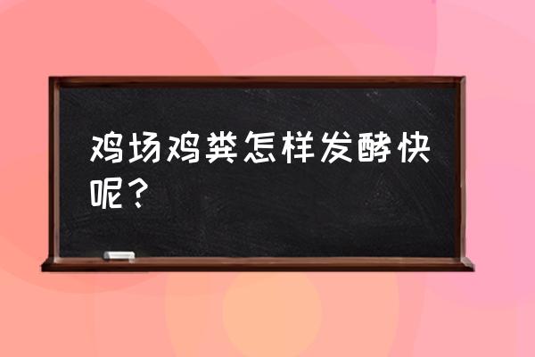 农村鸡粪发酵的正确方法 鸡场鸡粪怎样发酵快呢？