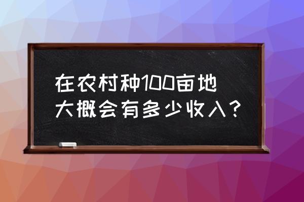 农村土地真的能赚钱吗 在农村种100亩地大概会有多少收入？