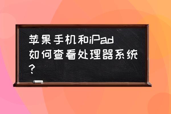 怎么查看内存和cpu的使用频率 苹果手机和iPad如何查看处理器系统？