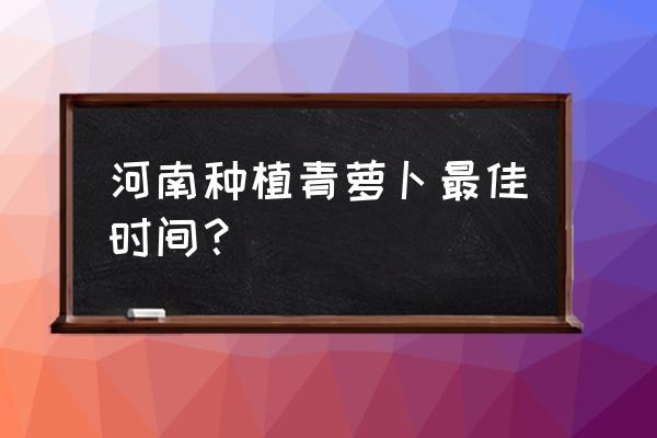 青萝卜几月份种植最佳 河南种植青萝卜最佳时间？