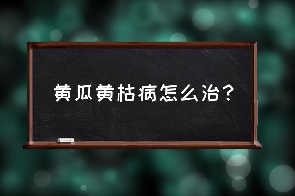 黄瓜叶子发黄有黄点枯萎怎么办 黄瓜黄枯病怎么治？