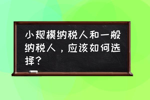 注册公司选小规模还是一般纳税人 小规模纳税人和一般纳税人，应该如何选择？