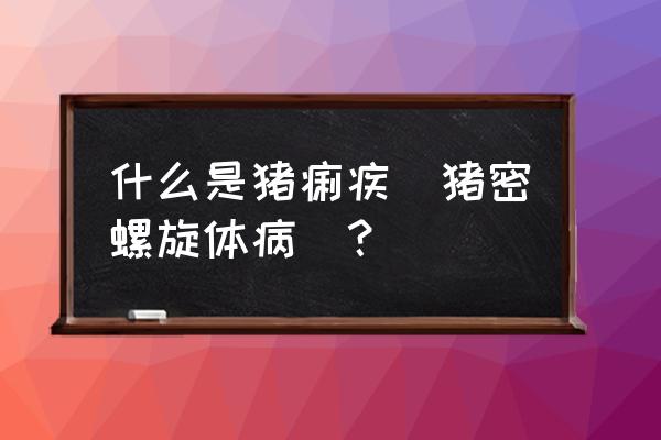 常见猪传染病及主要特征 什么是猪痢疾（猪密螺旋体病）？