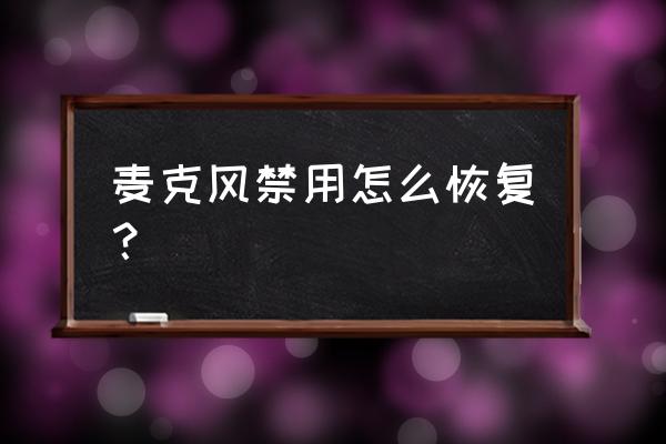 电脑不小心禁用了麦克风咋办 麦克风禁用怎么恢复？